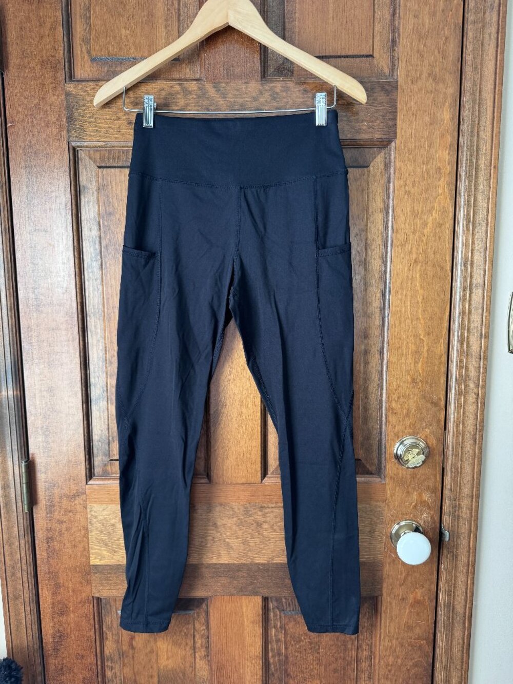 G4Free Black High Waisted Workout Leggings w/Pockets Medium